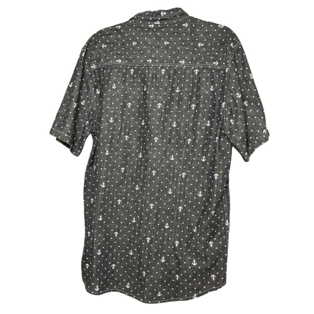Huntington Beach Club Black Short Slv Button-Down Shirt Anchor Print Mens XL - Picture 3 of 8